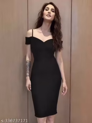 PATTZALA Women Black Bodycon Party Dress