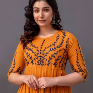 Alternative view of Abhisarika Voguish Mustard Anarkali Kurti for Women