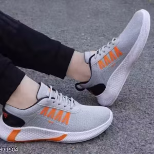 Grey Solid Tennis Shoes for Men
